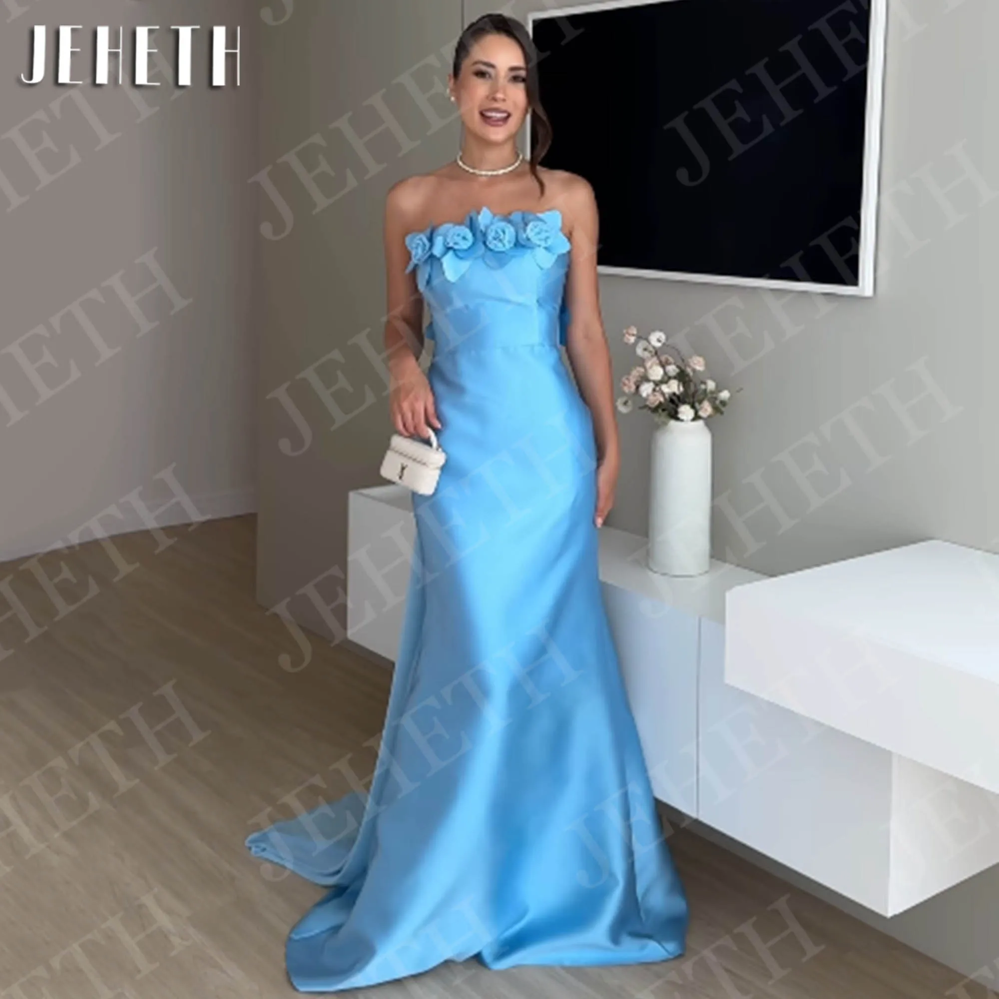 JEHETH Evening Dresses Strapless Prom Gowns Sleeveless Flowers Woman Satin Mermaid Formal Occasion Dress Customized فساتين سهرة
JEHETH Evening Dresses Strapless Prom Gowns Sleeveless Flowers Woman Satin Mermaid Formal Occasion Dress Customized فساتين سهرة