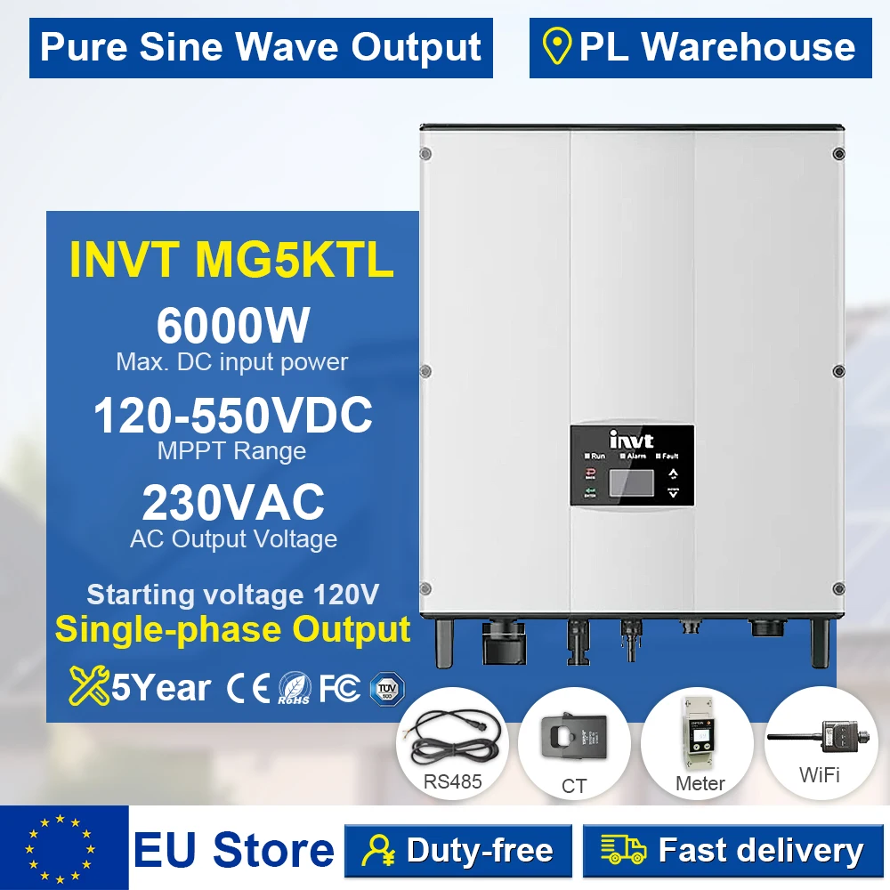 INVT 5000W MPPT Grid Tie On Grid Solar Inverter Pure Sine Wave Single Phase Zero Export Grid Tie Inverter
INVT 5000W MPPT Grid Tie On Grid Solar Inverter Pure Sine Wave Single Phase Zero Export Grid Tie Inverter