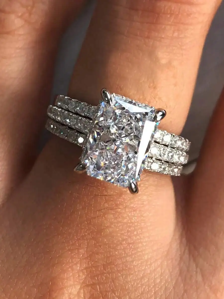 3pcs Cubic Zirconia Ring Set For Women Classic Engagement Wedding Anniversary Party Jewelry
3pcs Cubic Zirconia Ring Set For Women Classic Engagement Wedding Anniversary Party Jewelry