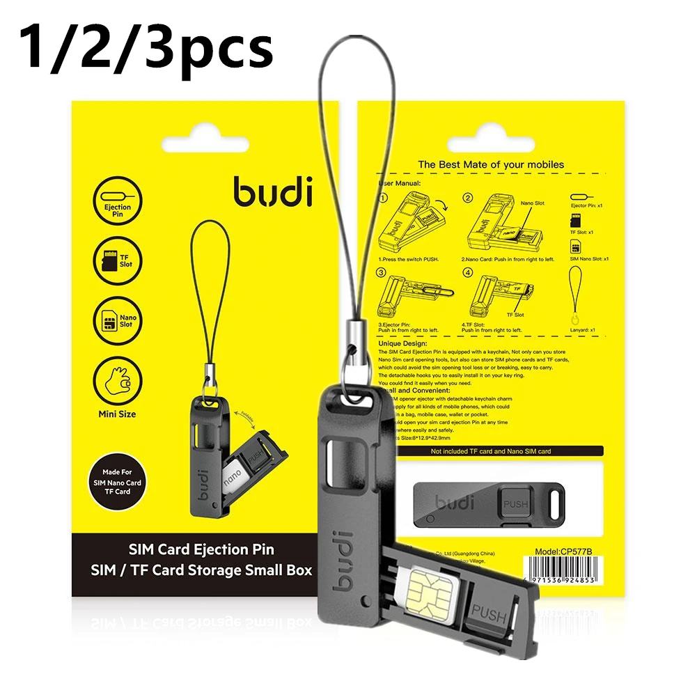 Многофункциональный органайзер для карт 1/2/3 в 1: слот для хранения TF/SIM-карт, выталкиватель карт, с ремешком и иглой для извлечения SIM-карты (защита от потери)
Многофункциональный органайзер для карт 1/2/3 в 1: слот для хранения TF/SIM-карт, выталкиватель карт, с ремешком и иглой для извлечения SIM-карты (защита от потери)