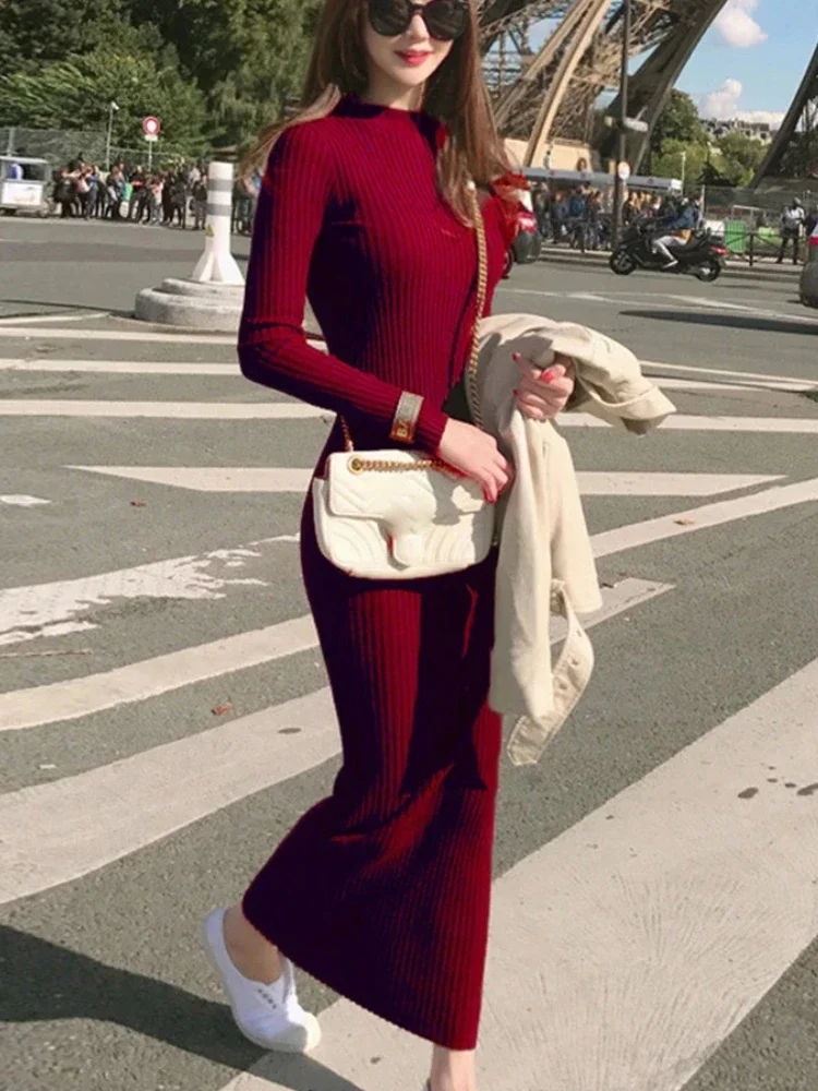 Winter Warm Slim Pullovers Sweater Dress Fashion Knitting Cotton Dress Women Long Sleeve O-neck Sheath Ankle-Length Dress
Winter Warm Slim Pullovers Sweater Dress Fashion Knitting Cotton Dress Women Long Sleeve O-neck Sheath Ankle-Length Dress
