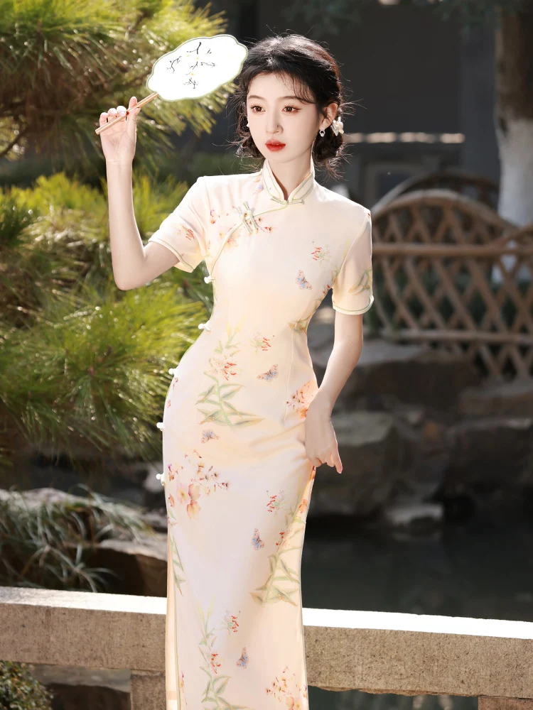 Новое летнее платье Ele Long Dr Young Girl's в китайском стиле, ретро-дизайн, с коротким рукавом, с низким разрезом, для повседневной носки
Новое летнее платье Ele Long Dr Young Girl's в китайском стиле, ретро-дизайн, с коротким рукавом, с низким разрезом, для повседневной носки