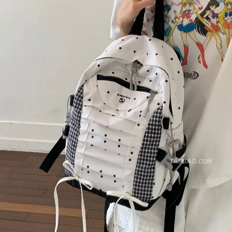 Polka Dot Plaid Splicing Backpack Large Capacity Lightweight Nylon School Bag Multi Pockets Casual Student Commute Shoulder Bag
Polka Dot Plaid Splicing Backpack Large Capacity Lightweight Nylon School Bag Multi Pockets Casual Student Commute Shoulder Bag