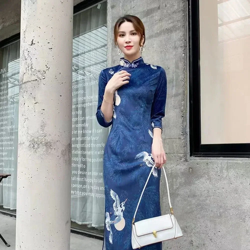 Chinese Traditional Clothes for Women Vintage Dress Vestido Chines Feminino Cheongsam Modern Long Sleeve Qipao Dress Red Blue
Chinese Traditional Clothes for Women Vintage Dress Vestido Chines Feminino Cheongsam Modern Long Sleeve Qipao Dress Red Blue