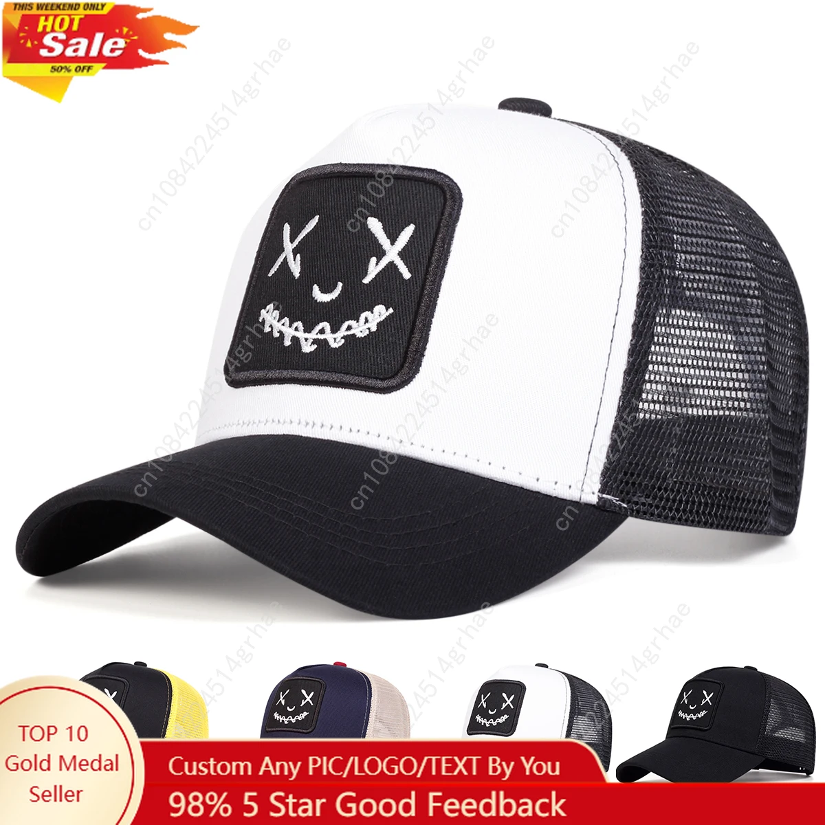 Бейсбольные сетчатые кепки унисекс XX с вышивкой улыбающегося лица, весенне-летние уличные регулируемые повседневные шапки, солнцезащитная шляпа
Бейсбольные сетчатые кепки унисекс XX с вышивкой улыбающегося лица, весенне-летние уличные регулируемые повседневные шапки, солнцезащитная шляпа