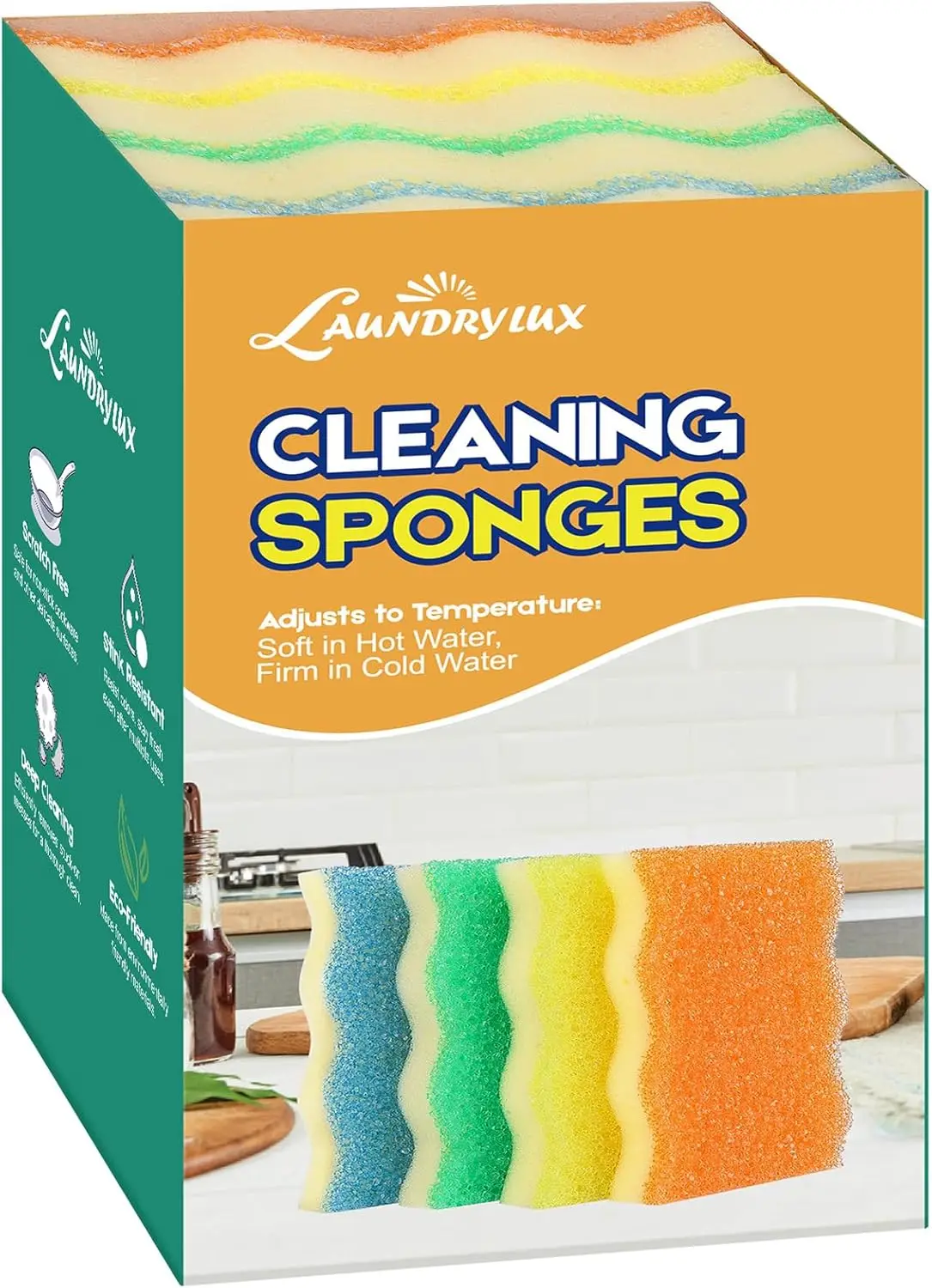 Dual-Sided Scrub Sponge 4 Pack, Temperature-Responsive Scrubber for Kitchen Bathroom Outdoor Cleaning, Non-Scratch Wave-Shaped
Dual-Sided Scrub Sponge 4 Pack, Temperature-Responsive Scrubber for Kitchen Bathroom Outdoor Cleaning, Non-Scratch Wave-Shaped