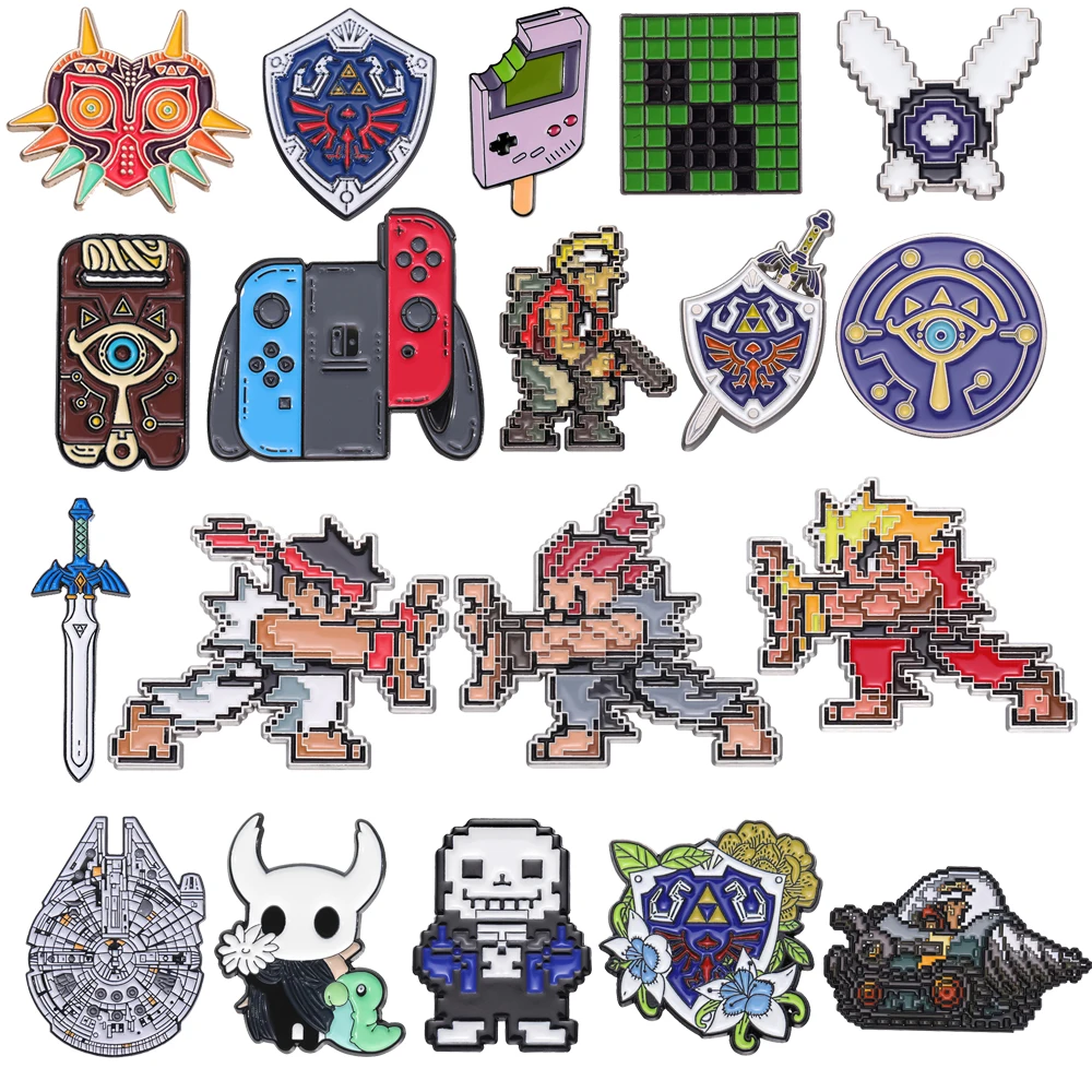 Cartoon Game Series Enamel Brooch Pins Shield Pixel Mask Shooting Sword Wave Electric Drill Elf Anime Badge Jewelry Friend Gift
Cartoon Game Series Enamel Brooch Pins Shield Pixel Mask Shooting Sword Wave Electric Drill Elf Anime Badge Jewelry Friend Gift