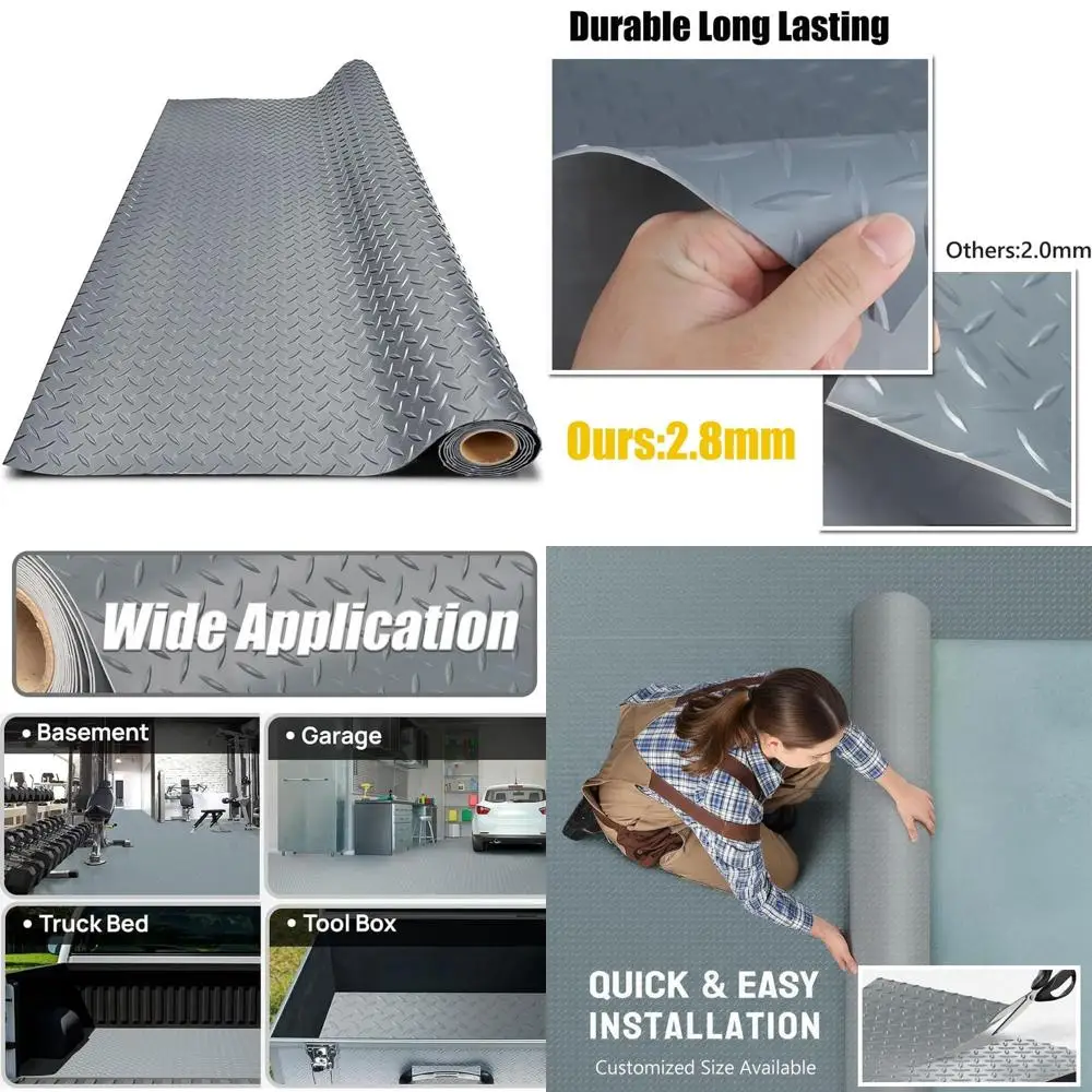 Thickened PVC Garage Floor Mat - Heavy Duty Waterproof Non-Slip Protector for Cars, Trailers, SUVs, Basements, Gyms (Grey) 8ft x
Thickened PVC Garage Floor Mat - Heavy Duty Waterproof Non-Slip Protector for Cars, Trailers, SUVs, Basements, Gyms (Grey) 8ft x