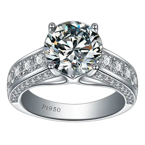 S925 Sterling Silver Ring New Moissanite Four-claw Pigeon Egg 2 Carat Diamond Ring Women
