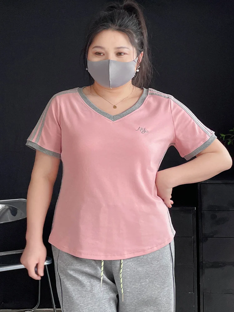 Женская хлопковая футболка больших размеров с коротким рукавом, скрывающая живот, корейский стиль, V-образный вырез, с узлом, для коррекции фигуры
Женская хлопковая футболка больших размеров с коротким рукавом, скрывающая живот, корейский стиль, V-образный вырез, с узлом, для коррекции фигуры