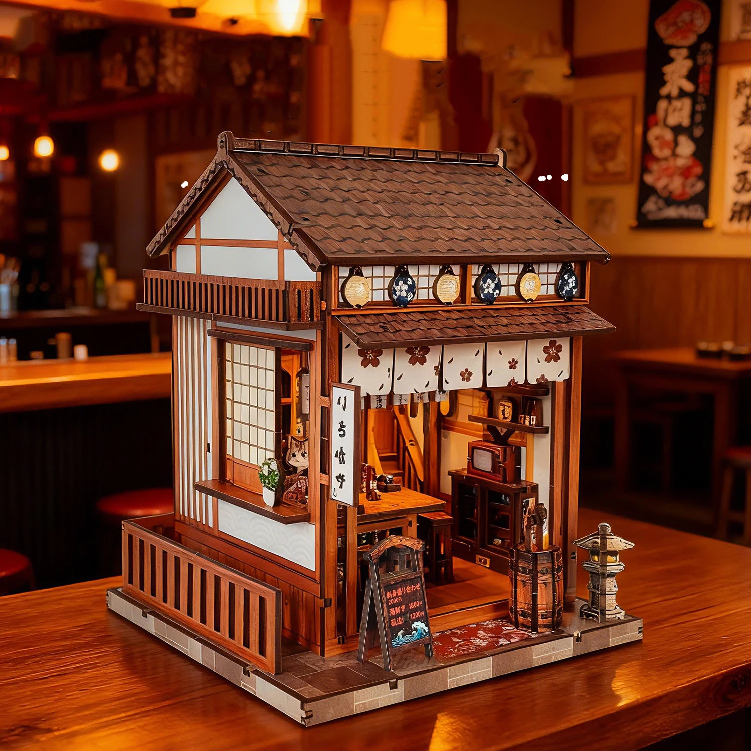 NEW DIY Wooden Sakura Tavern Casa Miniature Model Kits With LED Lights Dollhouse with Furniture for Friends Birthday Gifts
NEW DIY Wooden Sakura Tavern Casa Miniature Model Kits With LED Lights Dollhouse with Furniture for Friends Birthday Gifts
