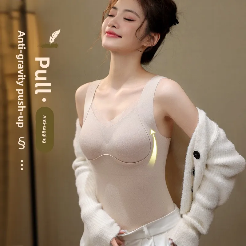 Осень и зима Новое кружево с подушкой на грудь Немецкий бархатный теплый жилет с полуфиксированной чашкой, интегрированный с толстым бархатным теплым нижним бельем
Осень и зима Новое кружево с подушкой на грудь Немецкий бархатный теплый жилет с полуфиксированной чашкой, интегрированный с толстым бархатным теплым нижним бельем