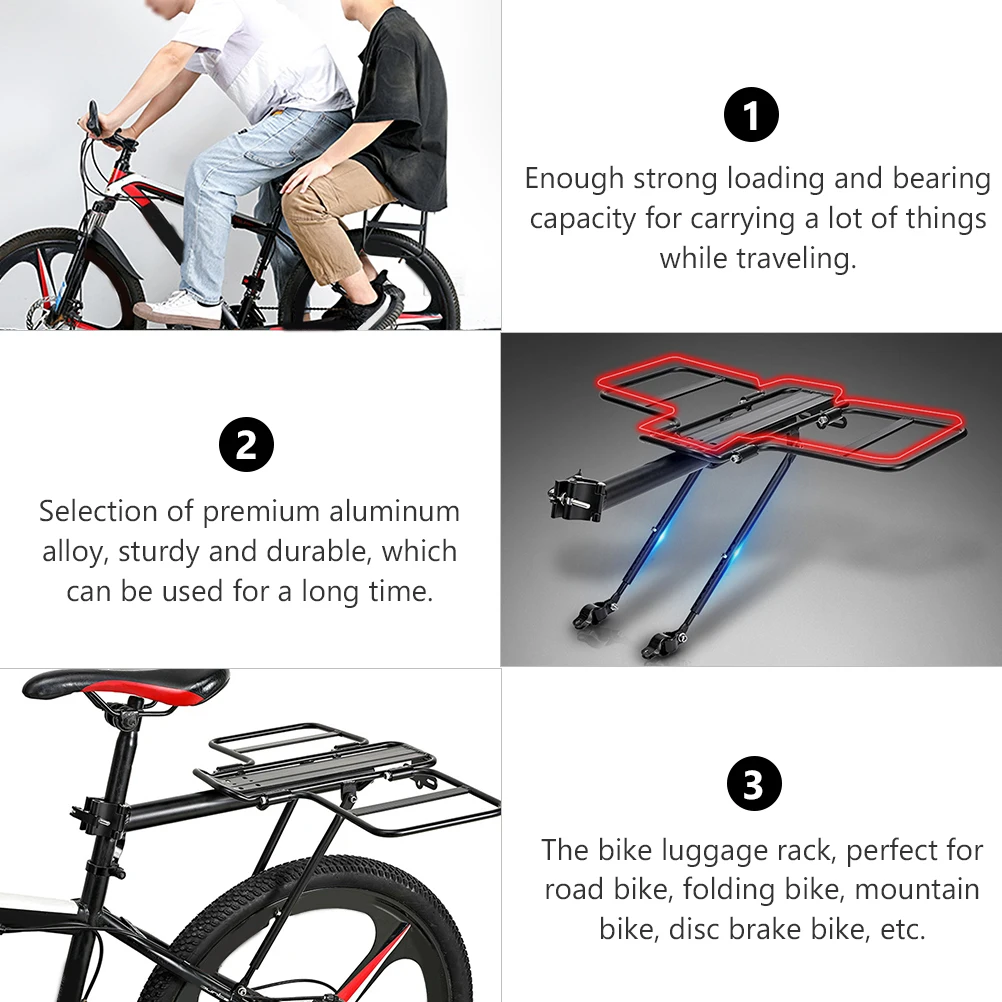Bicycle Rear Rack Durable Aluminum Alloy Bike Cargo Rack Strong Lightweight Luggage Carrier For Road Mountain Folding Disc Brake
Bicycle Rear Rack Durable Aluminum Alloy Bike Cargo Rack Strong Lightweight Luggage Carrier For Road Mountain Folding Disc Brake