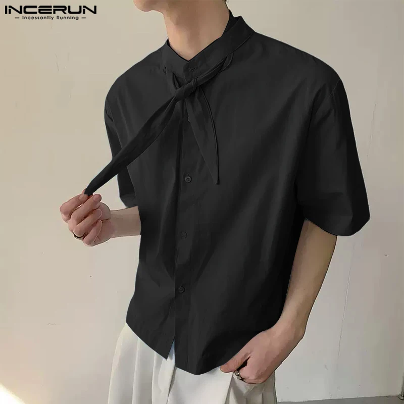 INCERUN Men Shirt Solid Stand Collar Short Sleeve Loose Tie Up Men Clothing Summer Streetwear 2025 Korean Style Male Shirts
INCERUN Men Shirt Solid Stand Collar Short Sleeve Loose Tie Up Men Clothing Summer Streetwear 2025 Korean Style Male Shirts