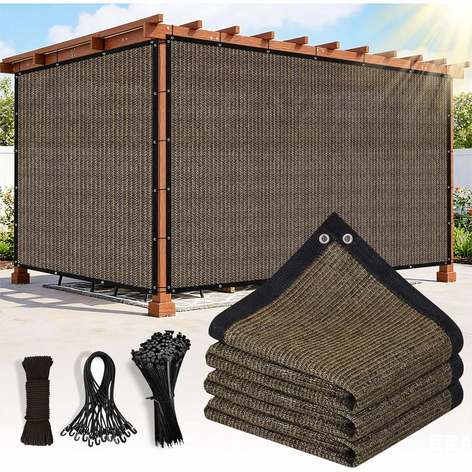 90% Sun Shade Cloth with Grommets, 6' x 8' Pergola Shade Cover, UV Protection Mesh Tarp for Outdoor Patio Garden Gazebo
90% Sun Shade Cloth with Grommets, 6' x 8' Pergola Shade Cover, UV Protection Mesh Tarp for Outdoor Patio Garden Gazebo