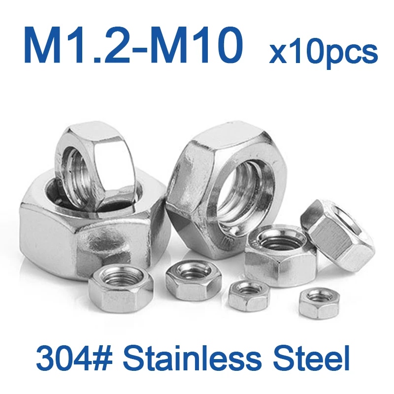 10pcs/lot 304 Stainless Steel Hex Hexagon Nuts DIN555 M2 M2.5 M3 M3.5 M4 M5 M6 M8 M10
10pcs/lot 304 Stainless Steel Hex Hexagon Nuts DIN555 M2 M2.5 M3 M3.5 M4 M5 M6 M8 M10