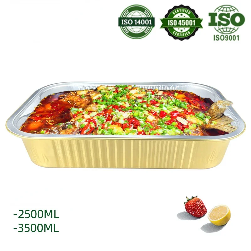 Disposable Aluminum Foil Food Containers with Sealing Lid, Gold Color Takeout Box
Disposable Aluminum Foil Food Containers with Sealing Lid, Gold Color Takeout Box