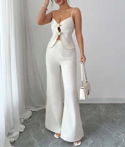 Elegant temperament, solid color, small suspender pants set, women's clothing, 2025 summer new collection, women's clothing
Elegant temperament, solid color, small suspender pants set, women's clothing, 2025 summer new collection, women's clothing