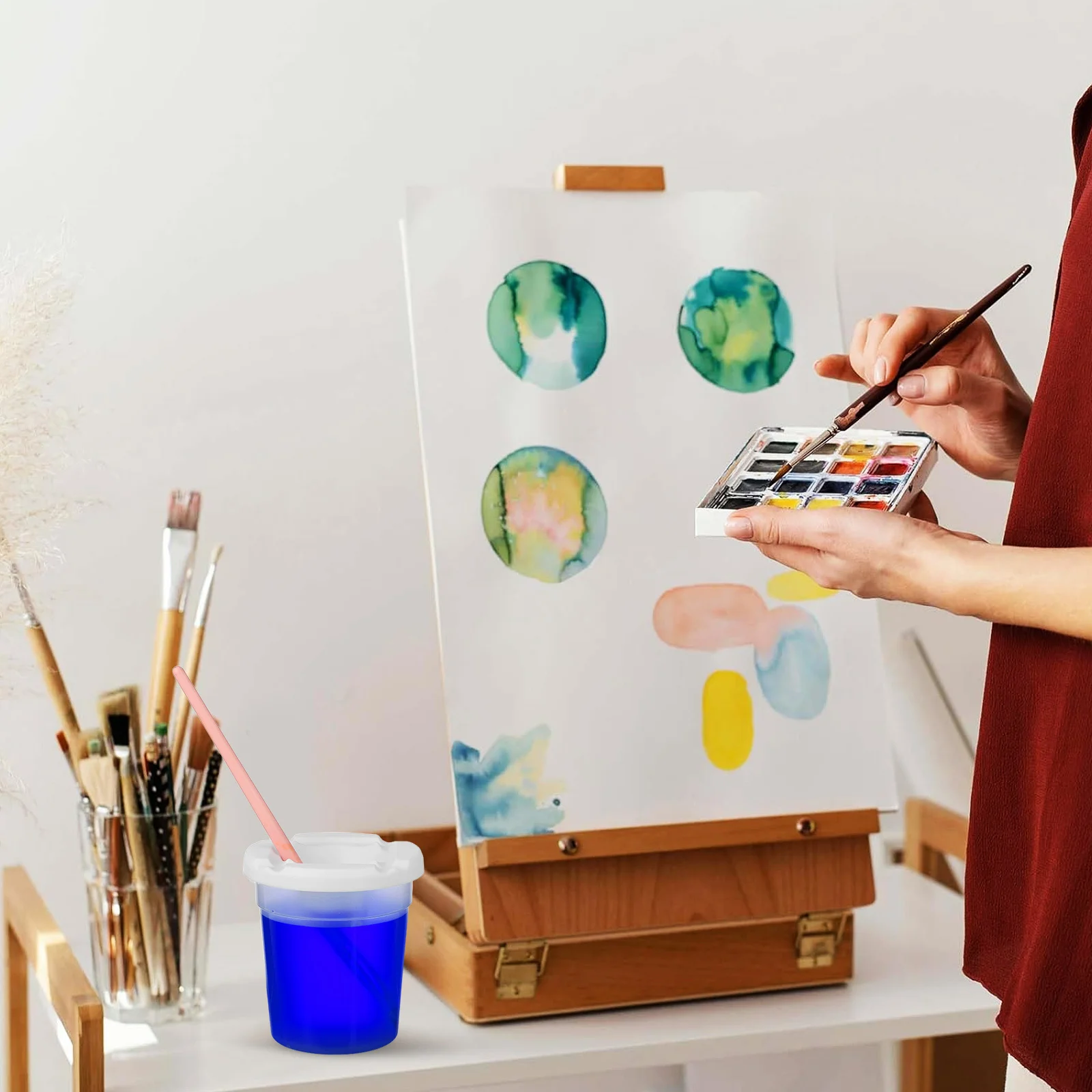 12Pcs Spillproof Paint Cups with Lids for Acrylic Watercolor Painting Small Portable Paint Containers for Art and Craft
12Pcs Spillproof Paint Cups with Lids for Acrylic Watercolor Painting Small Portable Paint Containers for Art and Craft