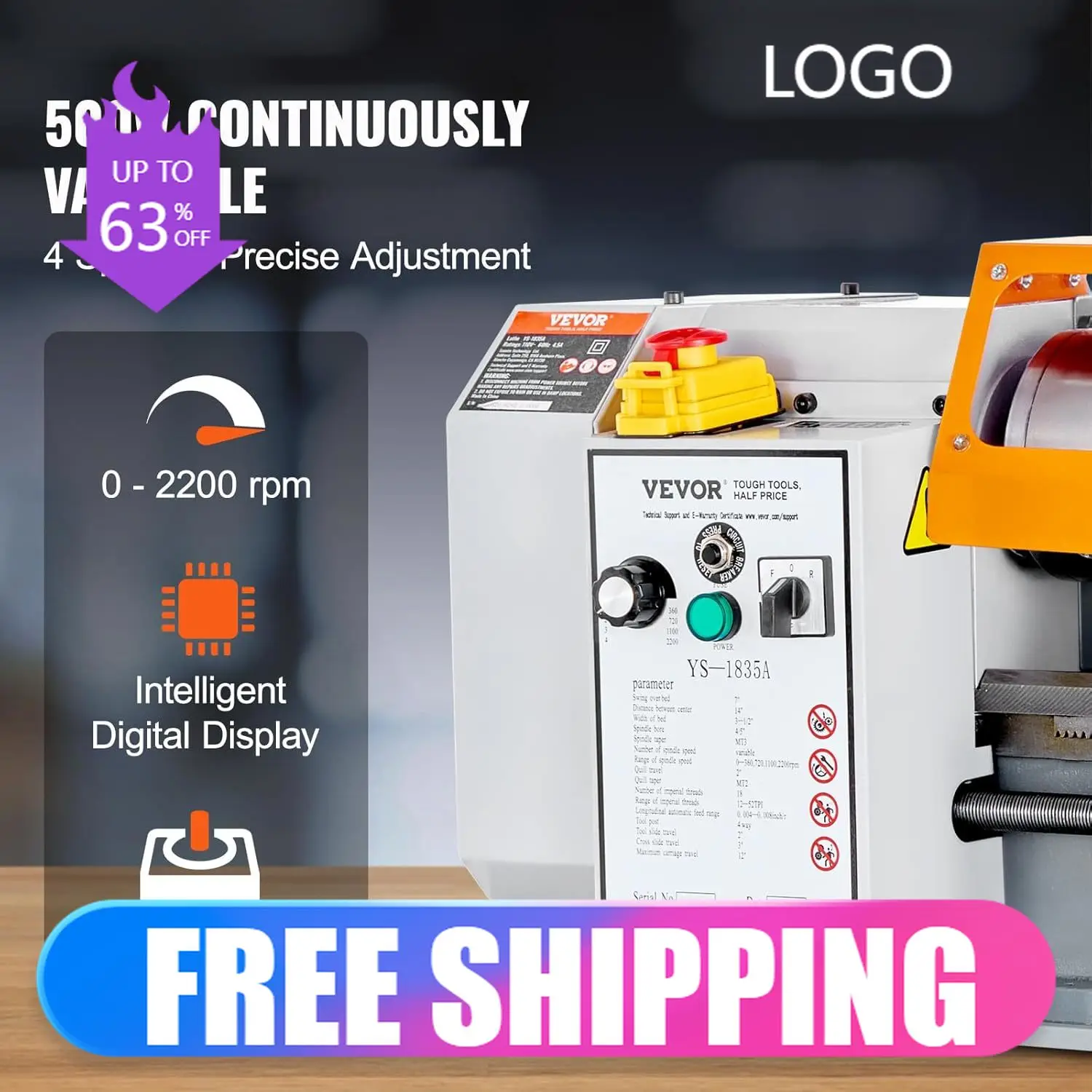 Metal Lathe Machine 7 x 13 78 Precision Benchtop Power Metal Lathe 0 2200 RPM Continuously Variable Speed 500W Brush Motor
Metal Lathe Machine 7 x 13 78 Precision Benchtop Power Metal Lathe 0 2200 RPM Continuously Variable Speed 500W Brush Motor