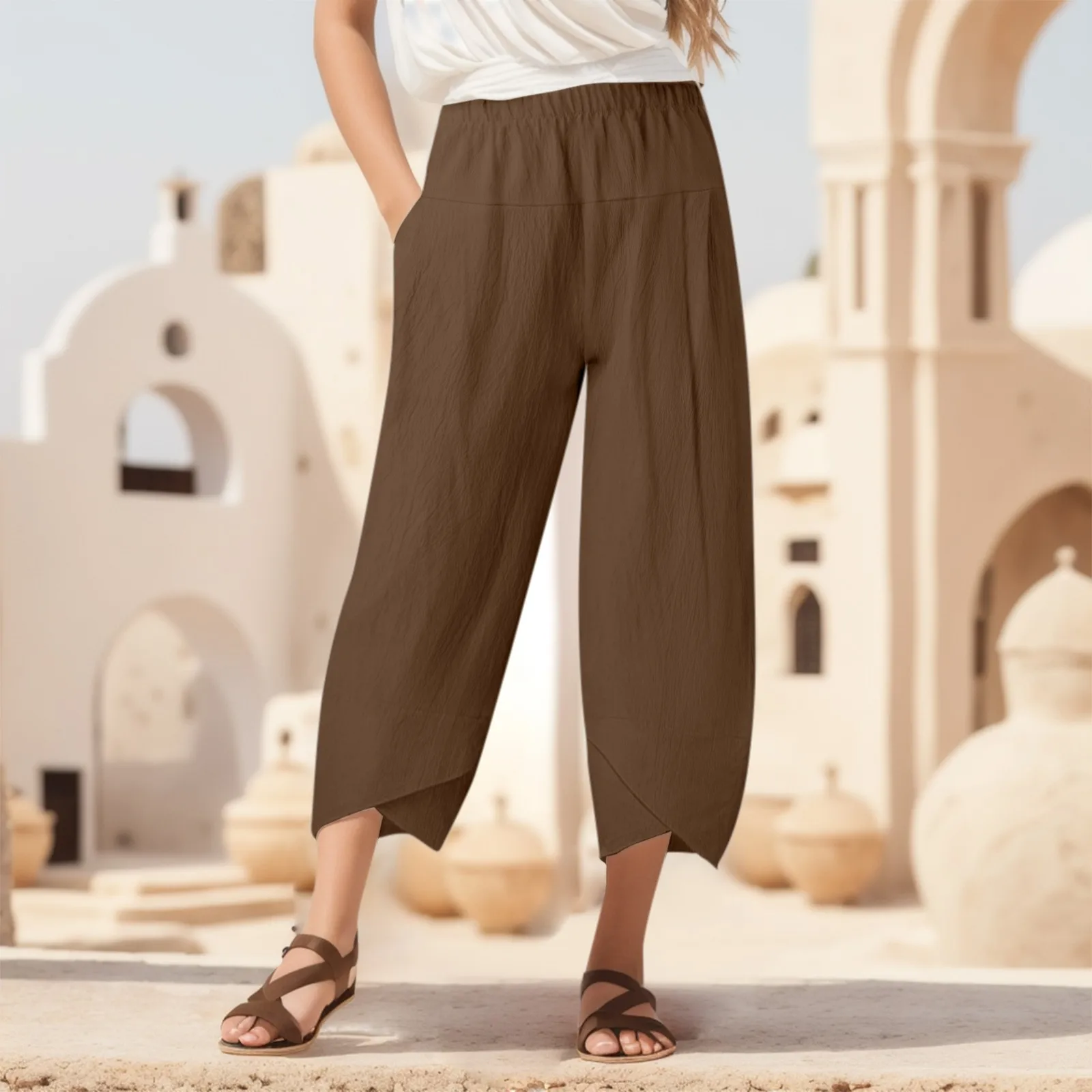 Summer Women Casual Cotton Linen Pants Loose Comfort Elastic Waist Pants Vintage Solid Color Wide Leg Pants With Pockets
Summer Women Casual Cotton Linen Pants Loose Comfort Elastic Waist Pants Vintage Solid Color Wide Leg Pants With Pockets