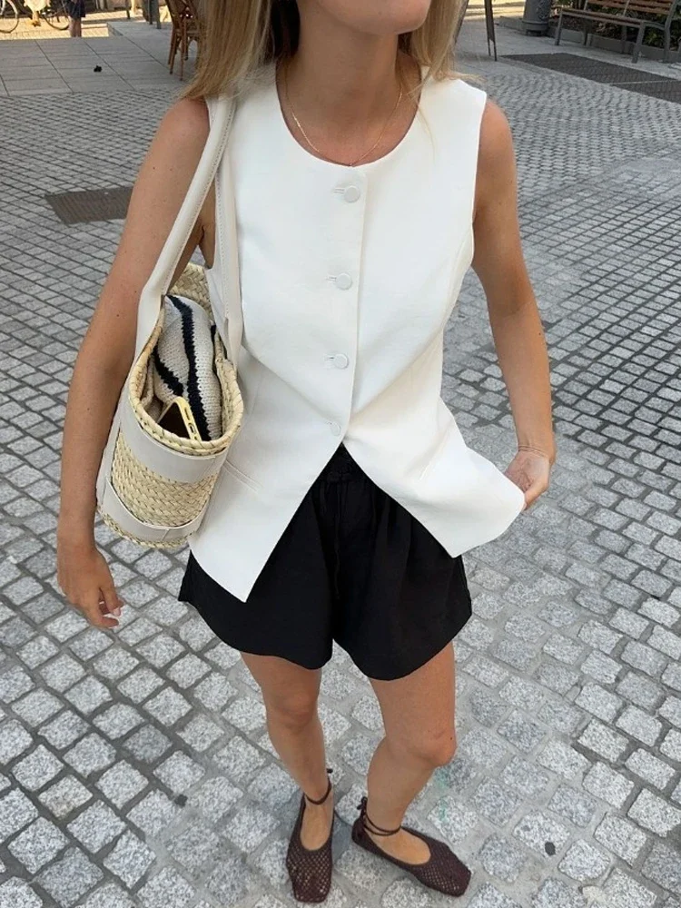 White High Waist Pocket Vests Top Women's Sleeveless Slim Patchwork Fashion Solid Streetwear Female Y2k Vests Top Autumn
White High Waist Pocket Vests Top Women's Sleeveless Slim Patchwork Fashion Solid Streetwear Female Y2k Vests Top Autumn