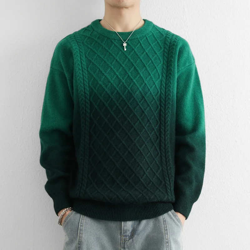 Gradient Color Fashionable Twill Sweater Men's Knitted Round Neck Pullover Long Sleeve Fashion Top
Gradient Color Fashionable Twill Sweater Men's Knitted Round Neck Pullover Long Sleeve Fashion Top