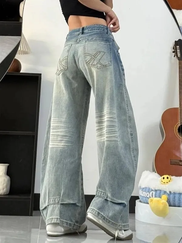 American Retro Low Waist Wide Leg Jeans Women's Small Size High Street Design Loose Slimming Knife Denim Pants
American Retro Low Waist Wide Leg Jeans Women's Small Size High Street Design Loose Slimming Knife Denim Pants