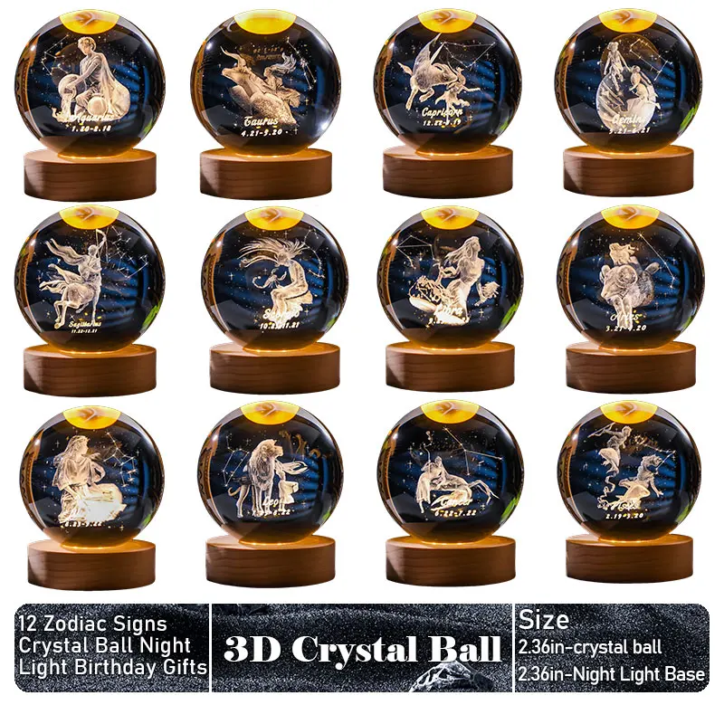 3D Crystal Ball Home Decor Glass Ball 12 Constellation Room Decoration Gift for Christmas, Birthday, Easter, Valentine's Day
3D Crystal Ball Home Decor Glass Ball 12 Constellation Room Decoration Gift for Christmas, Birthday, Easter, Valentine's Day