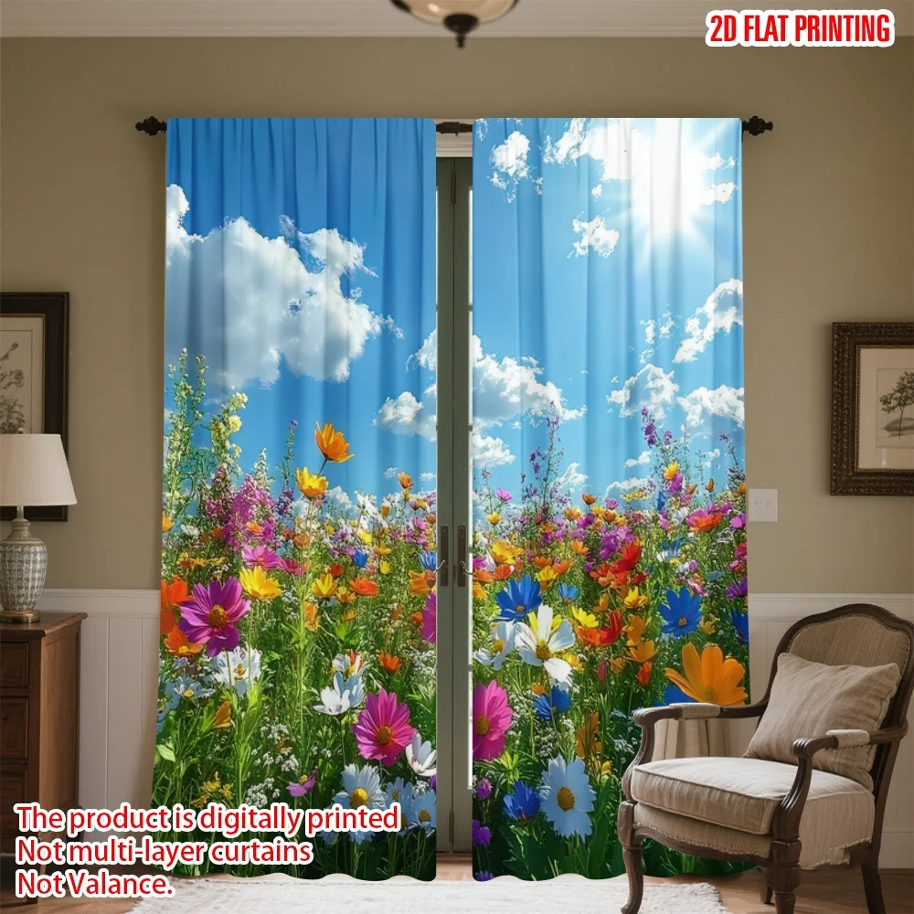 2D flat printing 2pcs Curtain Sunny Vibrant Flower Field Digital Printed Polyester Drapes Family Party Use for Holiday Bedroom
2D flat printing 2pcs Curtain Sunny Vibrant Flower Field Digital Printed Polyester Drapes Family Party Use for Holiday Bedroom