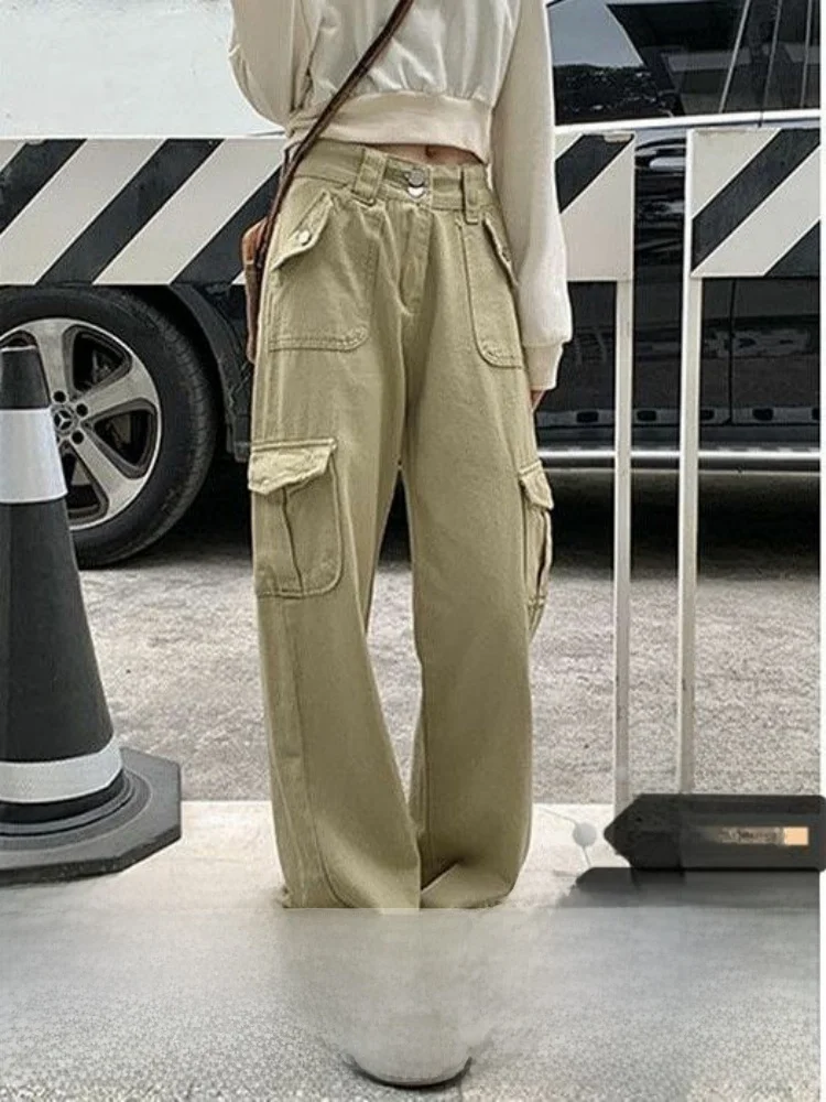 Джинсы рабочие цвета хаки женские, больших размеров, с высокой талией, свободные, прямые, широкие штанины, в стиле ретро, из денима, с множеством карманов
Джинсы рабочие цвета хаки женские, больших размеров, с высокой талией, свободные, прямые, широкие штанины, в стиле ретро, из денима, с множеством карманов