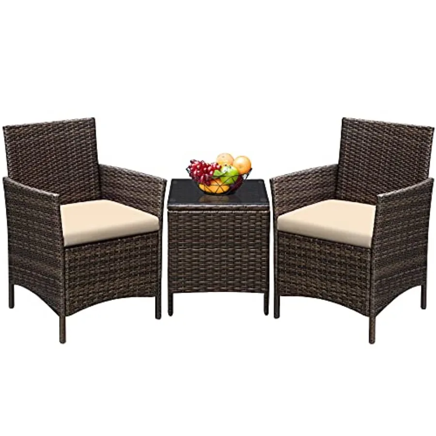 Outdoor patio furniture set: PE rattan wicker chairs with soft cushions and glass coffee table for garden, backyard, porch, poo
Outdoor patio furniture set: PE rattan wicker chairs with soft cushions and glass coffee table for garden, backyard, porch, poo