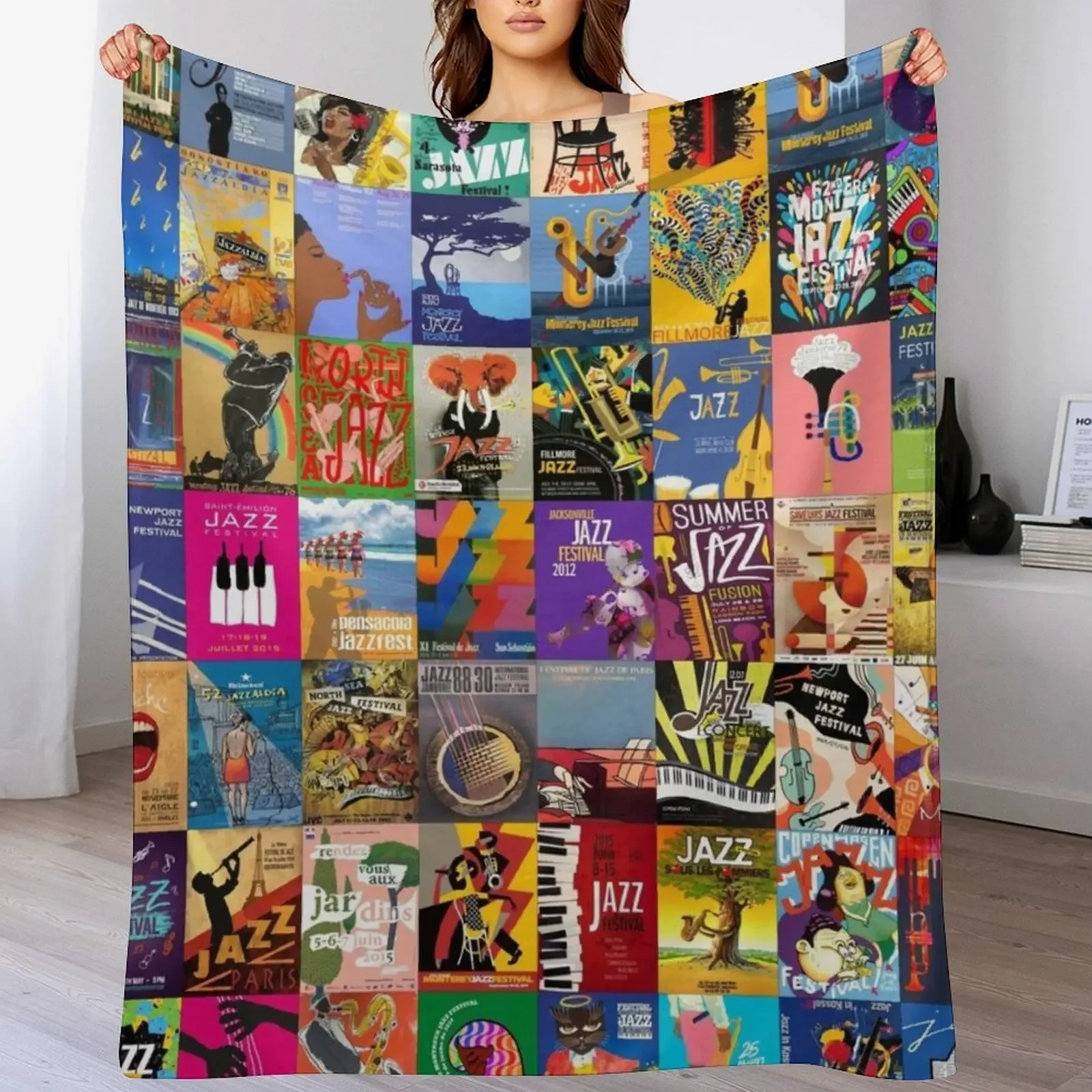 Jazz Festivals Throw Blanket Soft Breathable Blanket for Night Sleeping
Jazz Festivals Throw Blanket Soft Breathable Blanket for Night Sleeping