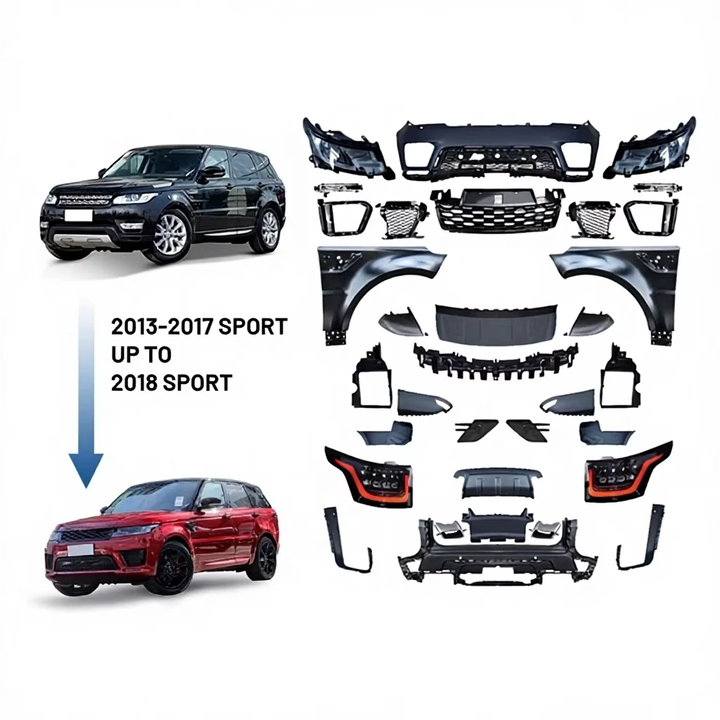 Premium body kit for Range Rover Sport L494 2014 upgrade to 2018-2020 SVR facelift direct fit durable sporty look
Premium body kit for Range Rover Sport L494 2014 upgrade to 2018-2020 SVR facelift direct fit durable sporty look