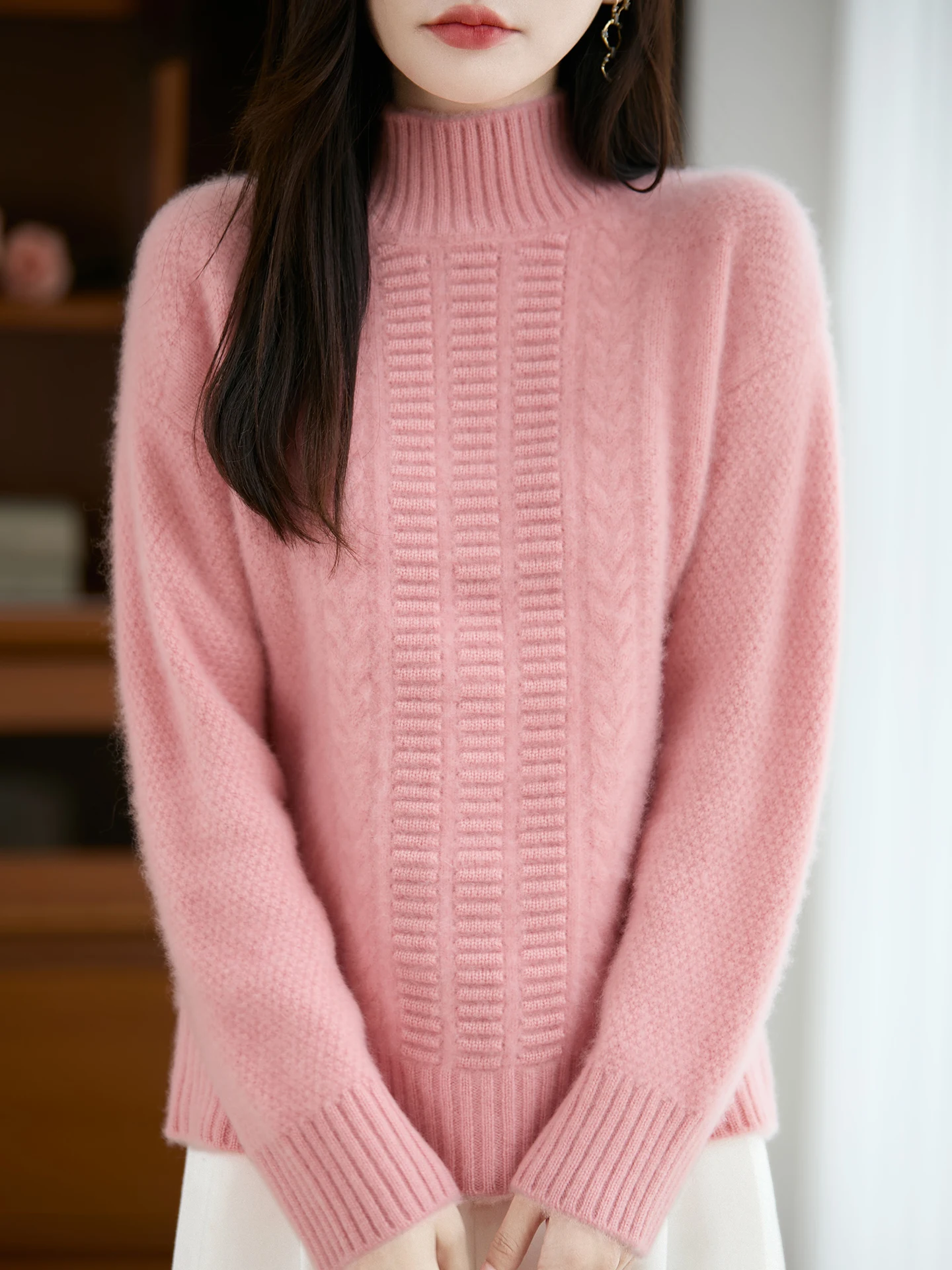 Женский пуловер из 100% мериносовой шерсти, свободный однотонный свитер с воротником-стойкой, осень-зима, вязаная толстая одежда, теплый мягкий повседневный топ
Женский пуловер из 100% мериносовой шерсти, свободный однотонный свитер с воротником-стойкой, осень-зима, вязаная толстая одежда, теплый мягкий повседневный топ