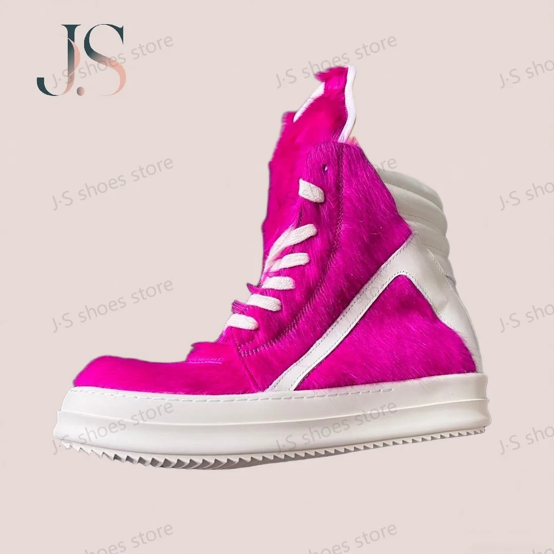 Ro Men Shoes Brand Horsehair Sneakers High Top Shoe Women Ankle Boot Rose Pink Horse Hair Sneaker Lace Up Zipper Casual Boots
Ro Men Shoes Brand Horsehair Sneakers High Top Shoe Women Ankle Boot Rose Pink Horse Hair Sneaker Lace Up Zipper Casual Boots