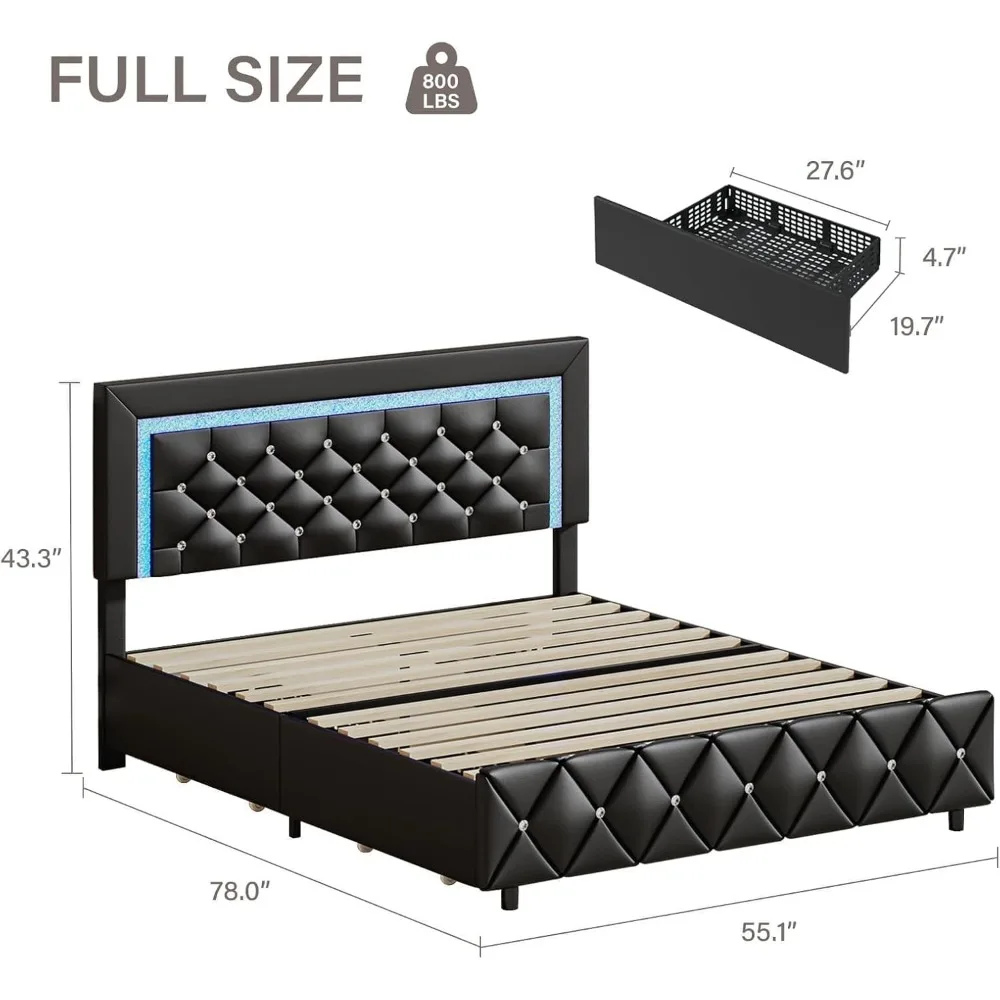 Modern Platform Bed with Diamond Headboard and Footboard, Full Size Bed Frame with LED Lights, Upholstered Beds Frame
Modern Platform Bed with Diamond Headboard and Footboard, Full Size Bed Frame with LED Lights, Upholstered Beds Frame