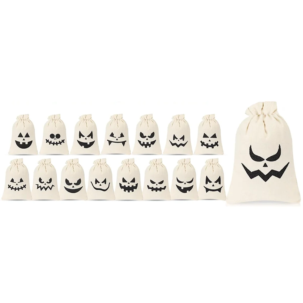 16Pcs Halloween Evil Smiley Face Cotton Drawstring Bags Trick or Treat Candy Bags Kids Halloween Party Horror Season Accessories
16Pcs Halloween Evil Smiley Face Cotton Drawstring Bags Trick or Treat Candy Bags Kids Halloween Party Horror Season Accessories