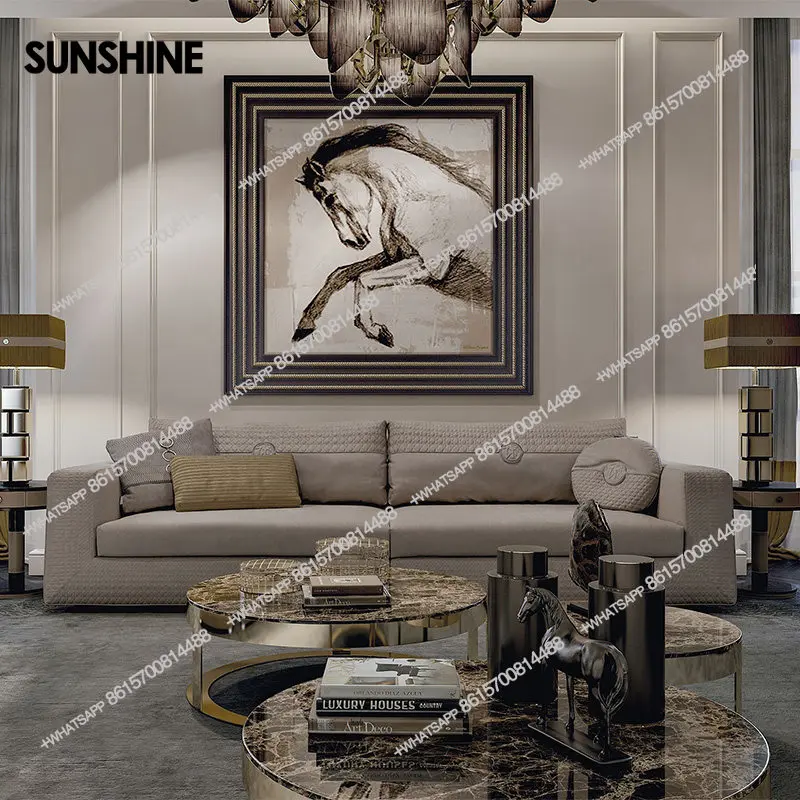 Italian stainless steel marble round coffee table light luxury, living room household corner table
Italian stainless steel marble round coffee table light luxury, living room household corner table