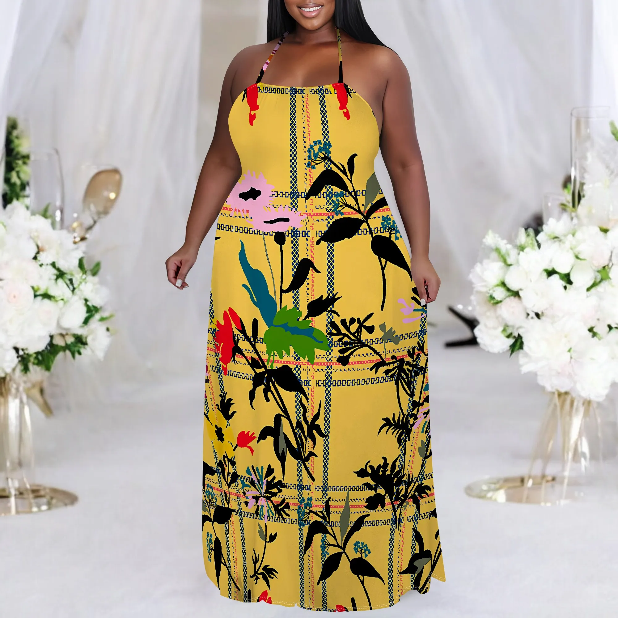Plus Size Womens Sexy Casual Dresses for Curvy Women 3D Printed halterneck dress Short Sleeve Loose Maxi Dress
Plus Size Womens Sexy Casual Dresses for Curvy Women 3D Printed halterneck dress Short Sleeve Loose Maxi Dress