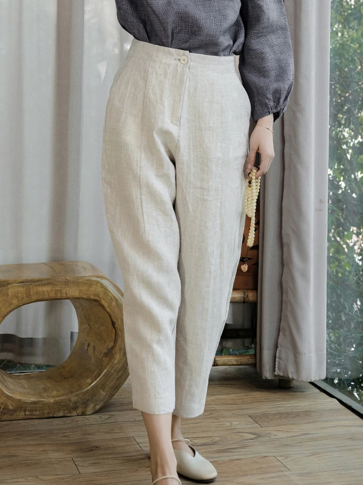 Pure Linen Pants Women's Artistic Loose Slim Cotton Linen Elastic Waist Casual Long Pants Carrot Pants Asymmetric Details
Pure Linen Pants Women's Artistic Loose Slim Cotton Linen Elastic Waist Casual Long Pants Carrot Pants Asymmetric Details