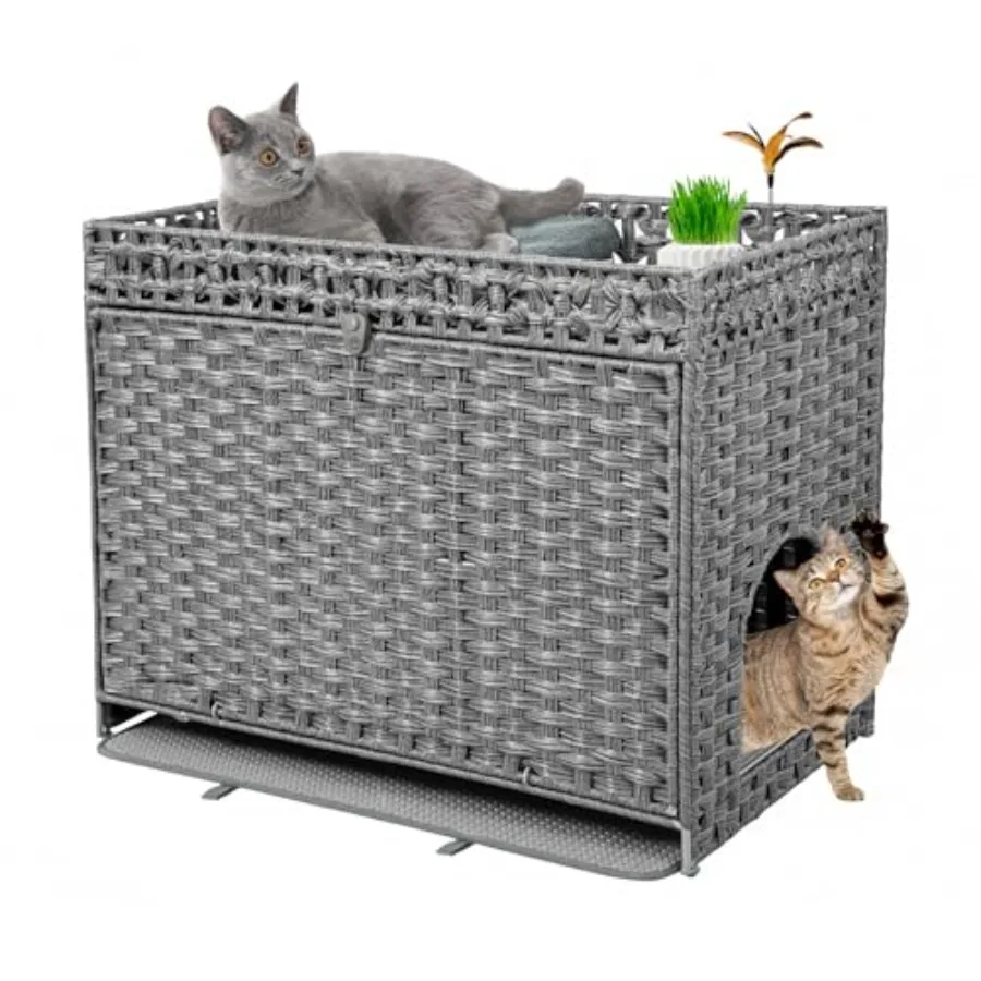 Cat Litter Box Enclosure Furniture Hidden, Pet House Litter Box Furniture for Large Cats, Handwoven Rattan with Door Cat Washro
Cat Litter Box Enclosure Furniture Hidden, Pet House Litter Box Furniture for Large Cats, Handwoven Rattan with Door Cat Washro