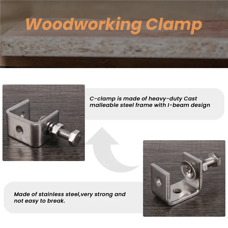 AEE4-4PCS 16-25Mm Heavy Duty Woodworking Clamp Set 304 Stainless Steel C Clamp Tiger Clamp Tools For Welding/Carpenter
AEE4-4PCS 16-25Mm Heavy Duty Woodworking Clamp Set 304 Stainless Steel C Clamp Tiger Clamp Tools For Welding/Carpenter
