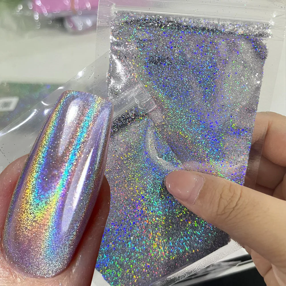 10g Holographic Laser Iridescence Nail Glitter Powder 0.2mm Extra Fine Rainbow Mirror Chrome Pigment Dust For UV Gel Polish Dust
10g Holographic Laser Iridescence Nail Glitter Powder 0.2mm Extra Fine Rainbow Mirror Chrome Pigment Dust For UV Gel Polish Dust
