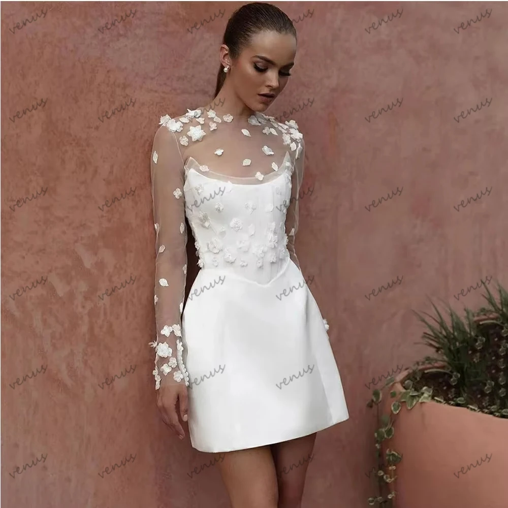 Graceful Wedding Dresses Satin Bridal Gowns Lace Appliques Mini Dress O Neck свадебное платье Vestidos De Novia Customized 2026
Graceful Wedding Dresses Satin Bridal Gowns Lace Appliques Mini Dress O Neck свадебное платье Vestidos De Novia Customized 2026