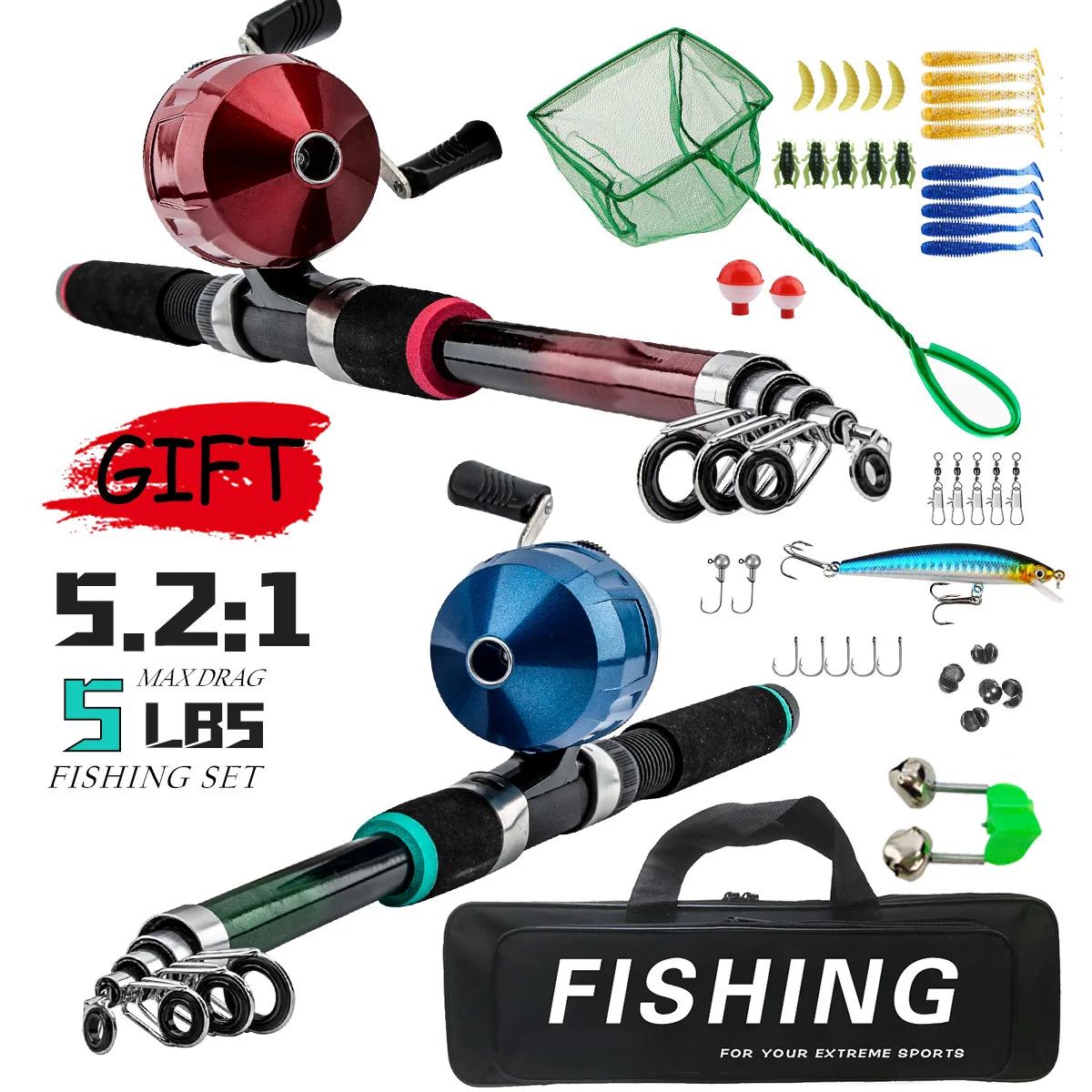 Kids Fishing Pole 1.8M Telescopic Fishing Rod and Reel Combo Kit with Fishing Lures Fishing Hook Beginner Fishing Rod Set
Kids Fishing Pole 1.8M Telescopic Fishing Rod and Reel Combo Kit with Fishing Lures Fishing Hook Beginner Fishing Rod Set
