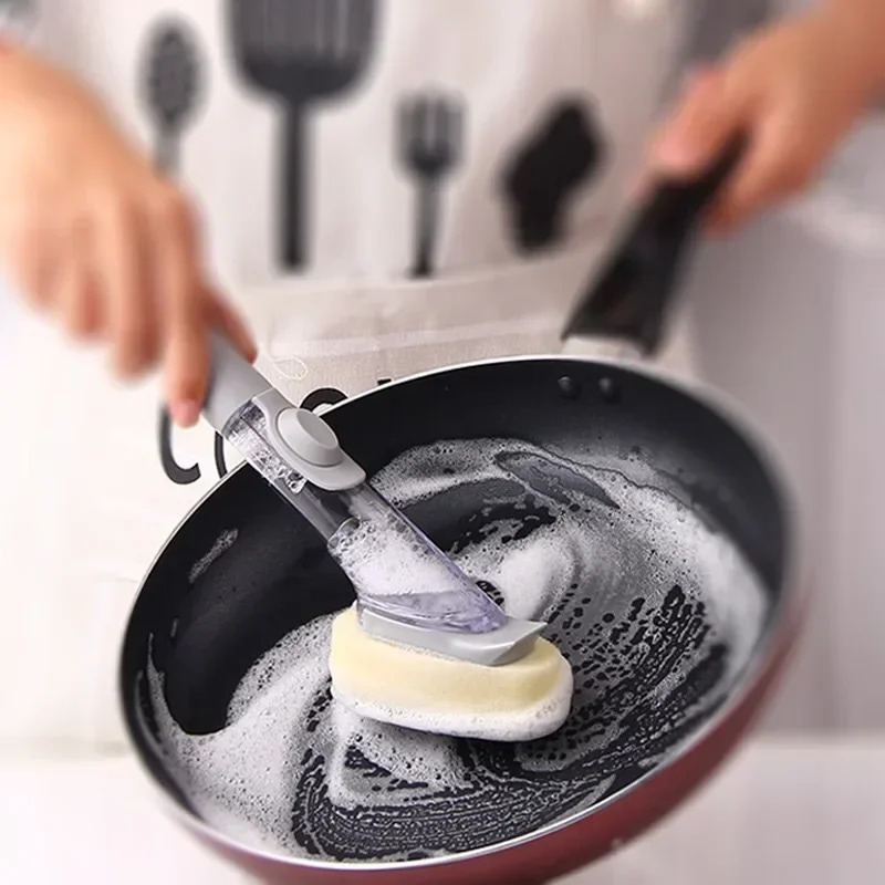 Refillable Liquid Cleaning Brush Kitchen Bowl Scrubber Cleaning Sponge Long Handle Dispenser Cleaner Tool with Dish Soap Washing
Refillable Liquid Cleaning Brush Kitchen Bowl Scrubber Cleaning Sponge Long Handle Dispenser Cleaner Tool with Dish Soap Washing