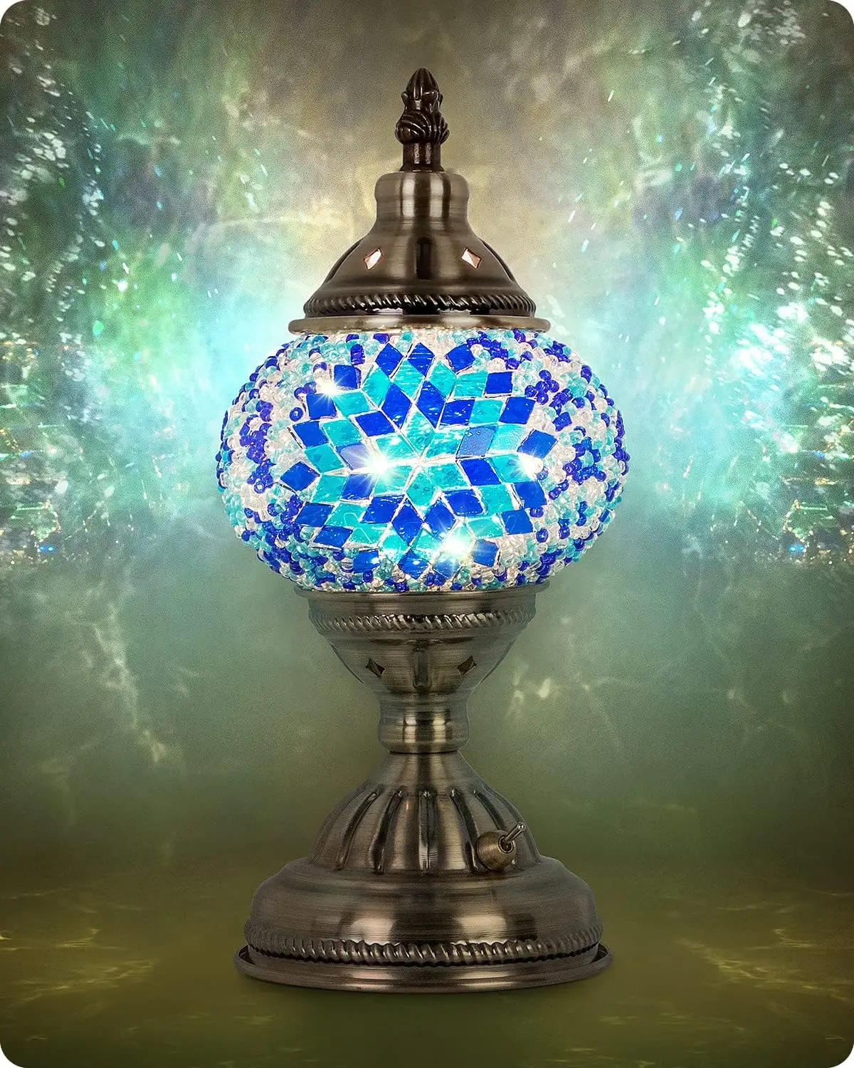 Handmade Turkish Mosaic Glass Lamp with Rechargeable Battery and LED Bulb, Portable Bedside Decor
Handmade Turkish Mosaic Glass Lamp with Rechargeable Battery and LED Bulb, Portable Bedside Decor