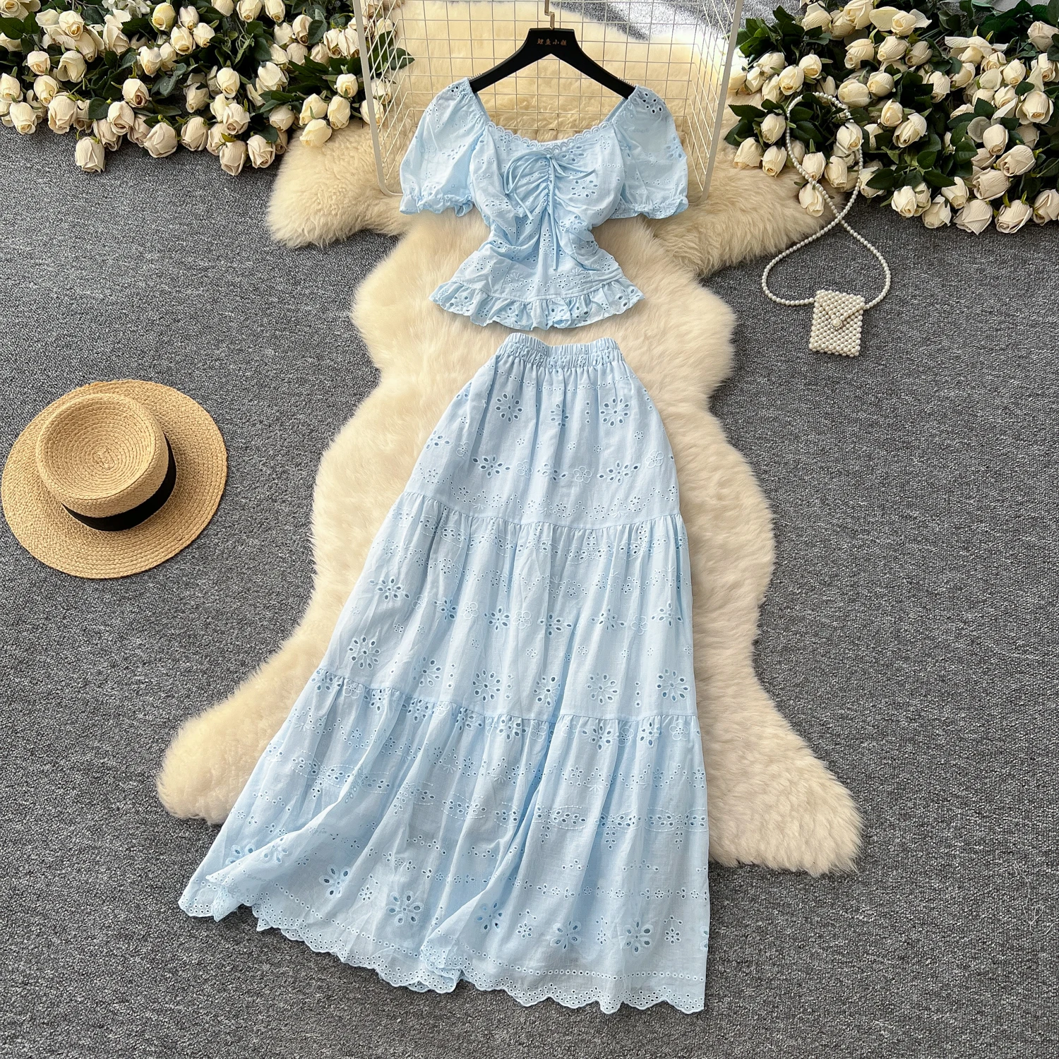 Elegant puff sleeve butterfly Beach Vacation dress Slim Women Evening Party Summer Clothing Two Piece Set
Elegant puff sleeve butterfly Beach Vacation dress Slim Women Evening Party Summer Clothing Two Piece Set