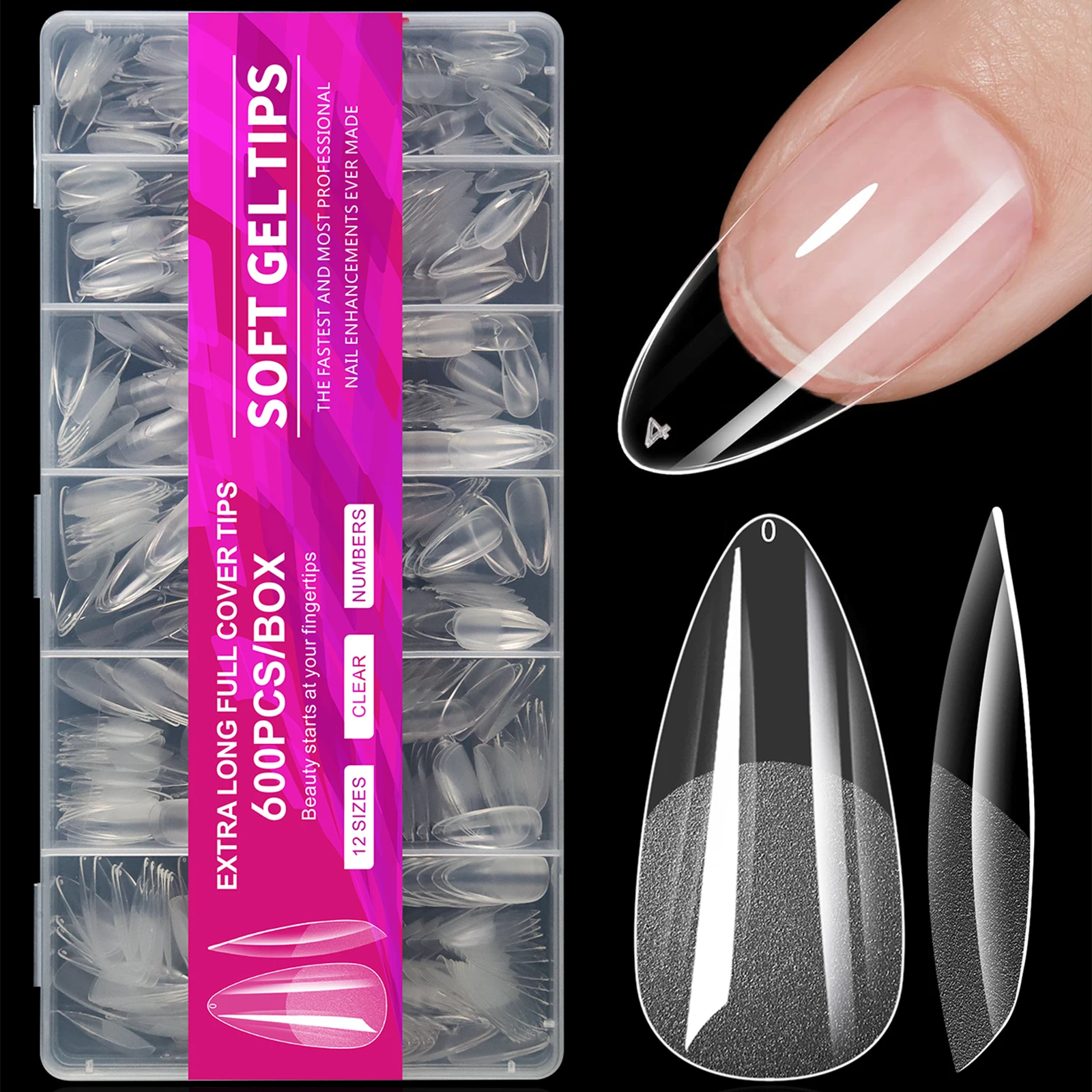 600Pcs Short Almond Nail Tips Soft Gel Nail Tips Full Cover False Nail Tips For Acrylic Nails Manicure Salon Home Press On Nails
600Pcs Short Almond Nail Tips Soft Gel Nail Tips Full Cover False Nail Tips For Acrylic Nails Manicure Salon Home Press On Nails